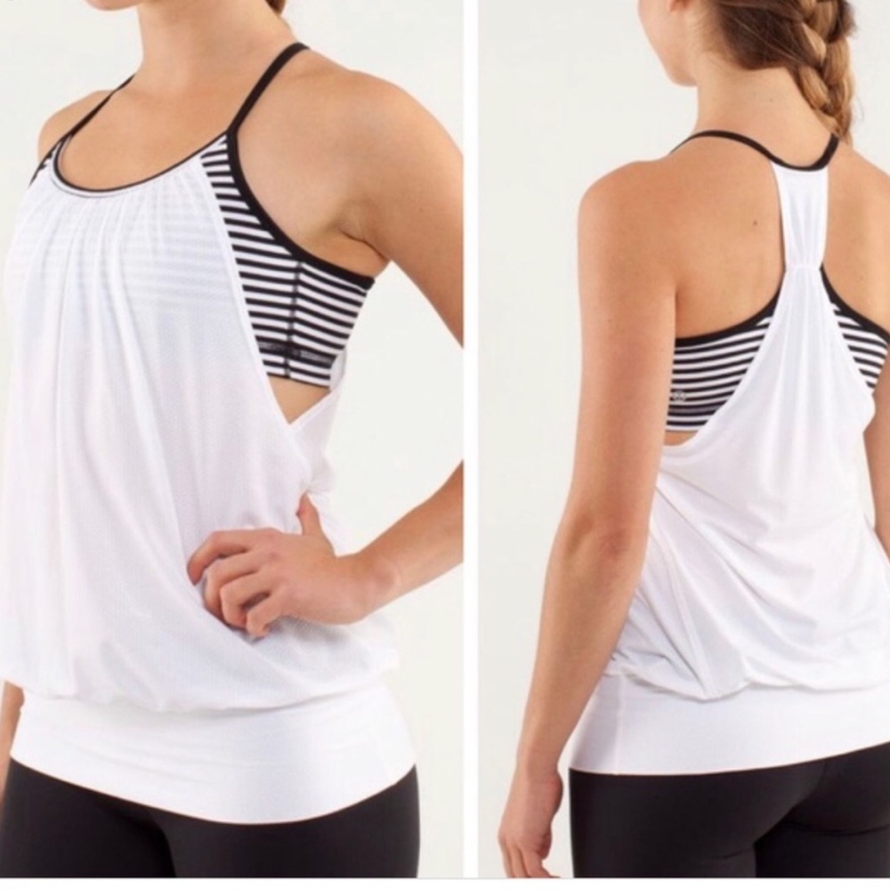 Lululemon No Limits tank black/white stripe